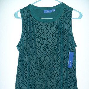 Apt 9 Green Velvet Polka Dot Top M
